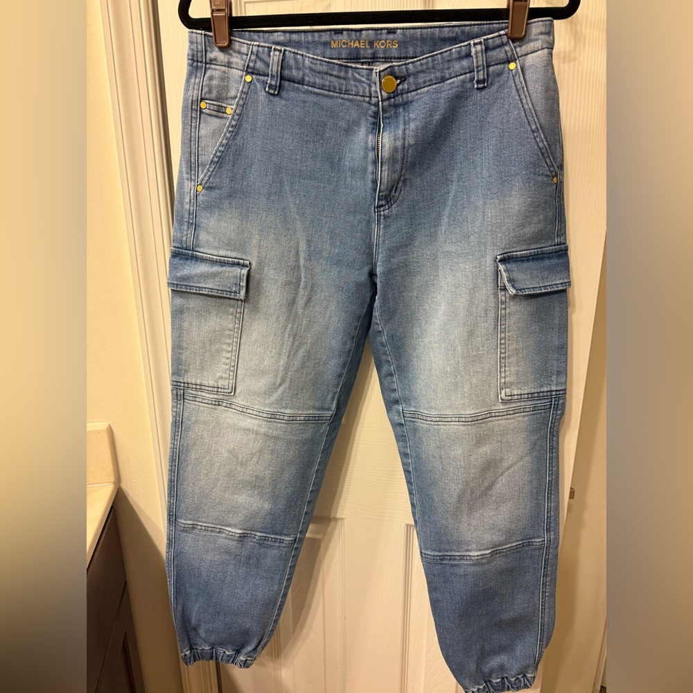 Michael Kors Denim Cargo Pants (Angel Blue Wash) - Size 10